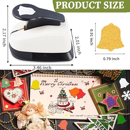 Christmas Punch 1 inch, Bell Punch for Paper Crafting, Bell Shape Hole Puncher for Crafts, Paper Punches for Christmas, Crafts Puncher for Handmade Scrapbook Cards