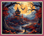 Disnesart Cross Stitch Stamped Full Embroidery Kits DIY 11CT Cotton Thread Printed DIY Needlepoint Kits Craft Needlework Set Cross-Stitch Stamped Sets-Magic House 16x20 inch