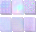 36 Sheets Holographic Sticker Paper, Clear Vinyl Lamination Sticker Film Self Adhesive, Transparent Overlay Laminate Sticker Paper Waterproof-Gem/Dots/Sand Star/Rainbow/Star/Heart, 8.5x11 Inch