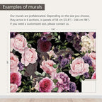 AFZEVEB-Black Watercolor Purple Peony Flower Wallpaper Wall murals for Bedroom 136"x96"(Not Peel and Stick)