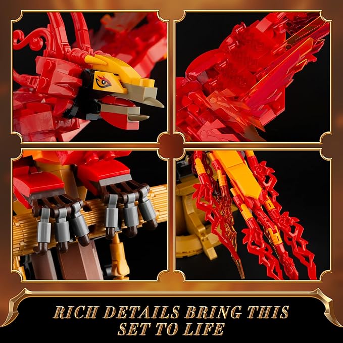 Phoenix Building Set, Bird Animals Set Wings Adjustable Building Kit, Collectible Magic HP Model Toys Gifts for Adults Kids Fans 12+ (938 PCS)