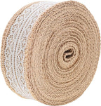 Mandala Crafts Burlap and Lace Ribbon 1.5 Inches Wide Jute Ribbons for Crafts - 20 Yds Roll Rustic Burlap Wrap Trim Ribbons for Wreaths Bows Wedding Party