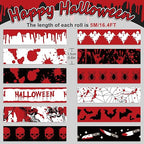 Whaline 12 Rolls Halloween Bloody Washi Tapes Blood Spatter Spooky Bloodstain Skull Ghost Masking Tapes 15mm Scary Bloody Washi Tape Set for Scrapbook Journal DIY Craft Gift Wrapping, 16.4Ft