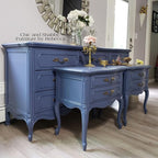 Dixie Belle Paint Company Chalk Finish Furniture Paint - Yankee Blue (1 Gallon - 128oz) - Matte Dainty Pink Chic Chalk Mineral DIY Furniture Paint