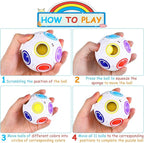 12 Pack Rainbow Puzzle Ball Magic With 2 Pcs Pouches Fidget Toy for Boys and Girls Speed Cube Funny Stress Reliever for Kids Teen and Adults (White, Blue)