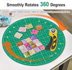 Headley Tools 13"x13" Round Rotating Cutting Mat, Self Healing Mat with 360-Degree Rotation & Anti-Slip Base, Sewing Board Cutting Mat Perfect for Fabric Quilting Leather Hobby Project, Green