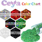 Ceya Holographic Chunky Glitter, 1 LB/ 16OZ Laser Green Bulk Craft Glitter Mixed Chunky Fine Glitter Bottled Metallic Flake Nail Sequins for Resin, Tumblers, Scrapbooking, Festival Decor, Art Project