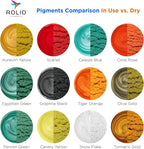 Rolio Mica Powder Pearlescent Color Pigment - 12 Jars for Resin Epoxy, Soap Making, Nail Polish, Lip Gloss, Eye Shadow, Bath Bomb, Slime & Candle - 10g Each (Autumn Hues)