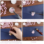 500 Pcs Wax Seal Kit - Pink Octagon Sealing Beads With 4 Tea Candles and 1 Melting Spoon for Crafts, Letters, Wine, Greeting Cards