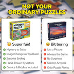 Odd Pieces Jigsaw Puzzles 1000 Pieces - Magic Mystery Story Secret Ending Puzzle - Perfect Game Night for Adults & Kids - Pixel Art Gamer Movie TV Show Superhero Theme (Glitch)