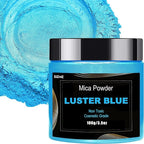 Blue Mica Powder(100g) Big Bottle Pigment Powder Multipurpose DIY Arts and Crafts Additive, Woodworking, Epoxy, Resin, Natural Bath Bombs, Paint, Soap,Nail Polish, Lip Gloss(Luster Blue, 3.5oz)