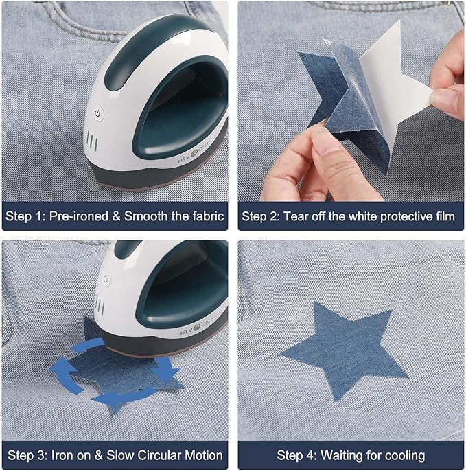 HTVRONT Iron on Patches for Clothing Repair - 20PCS 100% Cotton Denim Patches for Jeans Kit, 4-1/4" by 3-3/4" Iron on for Jeans Repairing 4 Shades Jean Patches