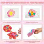 Mostop Crafts for Kids Ages 6-10, DIY Flower Bouquet Craft Kit with Buttons,Felt Flowers and 2 Vase, Poke in Arts and Crafts Birthday Gift Present for 6 7 8 9 10 Year Old Girls Flower Making Kit