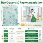 rabbitgoo Rainbow Window Privacy Film Decorative Stained Glass Diamond Pattern Window Sticker with Iridescent Tint Non-Adhesive Static Cling for Home Office Bathroom, Green Leaf 23.6 x 78.7 inch