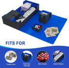 Card Deck Box,X-Large Premium Trading Card Storage Case with Mat and Dice Compartment,Magnetic Game Deck Display Case Compatible with MTG/TCG/Yugioh/Magic/Commander(Black＆Blue)
