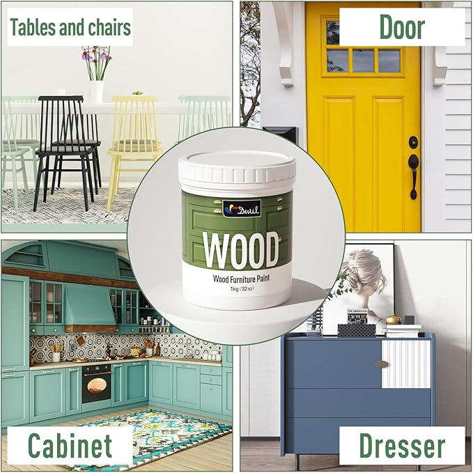 DWIL Matte Finish Furniture Paint - 32 Oz Wood Paint for Cabinets, Doors, Tables, and Dressers Refinishing - Water-Based, Non-Toxic & Odorless, Easy to Apply(Cardamom Green)-With Tools