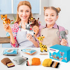 WATINC Needle Felting Kit - 5 Set Unique Different Cute Doll Wool Felt Needle Tools Foam Pad Instruction, DIY Home Decoration Craft Party Supplies for Art Work Starter Beginners (Wild Animal)