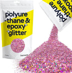 Hemway Polyurethane & Epoxy Resin Glitter 100g / 3.5oz Metallic Crystal Flake Additive for Flooring Jewelry Tumblers Glass Pigment - Chunky (1/40" 0.025" 0.6mm) - Rose Pink Holographic