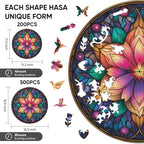 Dream Lotus Wooden Puzzles, 500 Pieces Jigsaw Puzzles 16.5x16.5 inch, Unique Design Wooden Puzzles for Adults and Kids, Family Game Gift