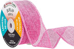Mandala Crafts Pink Burlap Ribbon 1.5 Inches Wide Jute Ribbons for Crafts - 20 Yds Roll Rustic Burlap Wrap Trim Ribbons for Wreaths Bows Wedding Party Decoration