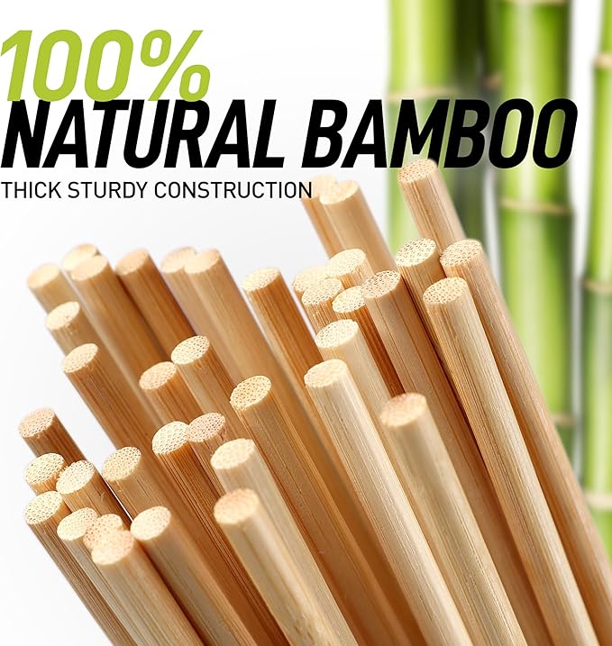 Zulay Kitchen 100-Pack Natural Bamboo Skewers – 6" Durable 4mm Roasting Sticks for BBQ, Grilling, Kabobs, Chocolate Fountain, Fruits & Crafts