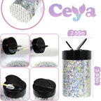 Ceya Holographic Chunky Glitter, 4.9oz/ 140g Diamond Silver Craft Glitter Powder Mixed Fine Flakes Iridescent Nail Sequins for Nail Art, Hair, Epoxy Resin, Tumblers, Slime, Painting, Festival Decor