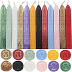 12Pcs Wax Sealing Sticks with Wicks, Assorted Colors Wax Seal Sticks Great for Letter Sealwax Stamp, Mixed Wicks Waxsealsticks Wedding Invitations, Decoration (12-2)