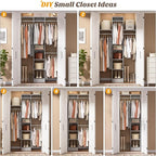 48" Small Closet Organizer, 4FT Small Closet System with 4 Closet Rods & 3 Shelves, 80"H Small Closet Organizers and Storage for Small Bedooms, Cloakrooms, Laundry Rooms, Gray