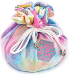 DND Dice Bags Large with Pockets Rainbow Storage Bag with D20 Logo for RPG Game Dices - Capacity 200+ Dice