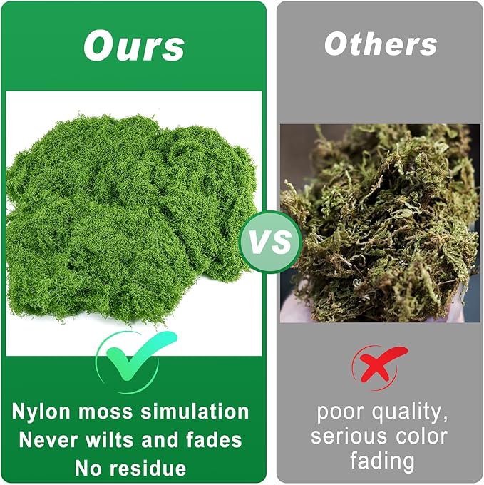 Draupnir Fake Green Moss for Potted Plants, 10.6OZ Fake Moss for Plants Indoor,Faux Moss for Crafts Artificial Moss Decor, DIY Decorative Moss for Fairy Garden Glass Containers Wedding (300g)
