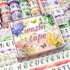 24 Rolls Washi Tape Set - Floral Alphabet Themed Decorative Masking Tape, Adhesive Artists Tape for Journaling Supplies, DIY Craft, Scrapbooking Supplies, Gift Wrapping, School Supplies