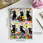 Cabreche Cute Sketchbook Top Spiral Bound Sketch Pad, 9 x 12 inch,100GSM Thick Paper,50 Sheets 100 Pages,Art Sketch Book Artistic Writing Drawing Paper for Girls Women Beginners-Flower Cat