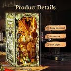 Book Nook Kit for Adult - THRIVINGIVAN Miniature Model Build Dollhouse Kit 3D Wooden Puzzle with Sensor Led Light for Bookshelf Bookend Insert Decor Adults Teen Crafts(Spirit)
