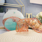 CT CRAFT LLC Sparkling Glitter Mesh Wired Ribbon 2.5" x 20 Yards Bronze Orange for Christmas Home Decor Bow Gift Wrapping DIY Crafts Wreath