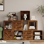 FUSUNBAO Magic DIY Cube Storage Organizer Stackable Cubes for Home Books Clothes Toy-Modular Cubby Storage System-Office Cubical-Bookcase Closet (Antique Brown, General Cube)