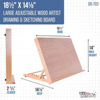 U.S. Art Supply Large 18-1/2" x 14-1/8" (A3) Adjustable Wood Art Drawing Board - 6 Angles, Beechwood Construction, Pencil Ledge - Perfect for Designing, Drafting, Sketching & Architecture Work