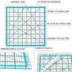 Quilting Rulers, Acrylic Quilt Ruler,4 Square Fabric Cutting Ruler (4.5""X4.5"", 6""X6"", 9.5""X9.5"", 12.5""X12.5""), Quilting Templates with Non Slip Rings. (Blue)