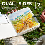 Funto Watercolor Journal, Square, 5.5x5.5, Portable 2-Pack, 48 Pages Each, Gray Cover, 110lb/230gsm, Art Supplies for Mixed Media