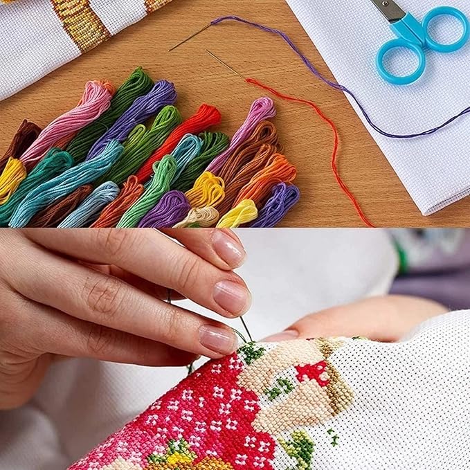 Disnesart Cross Stitch Stamped Full Embroidery Kits DIY 11CT Cotton Thread Printed DIY Needlepoint Kits Craft Needlework Set Cross-Stitch Stamped Sets-Colorful Elephant 16x20 inch
