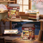 CUTEBEE Book Nook Kit - DIY Miniature House Japanese Fan Shop Dollhouse Kit for Adults and Teens, Booknook Tiny House Bookshelf Decor 3D Wooden Puzzle, Gifts for Family, Friends (Tsukino Eogi-dou)