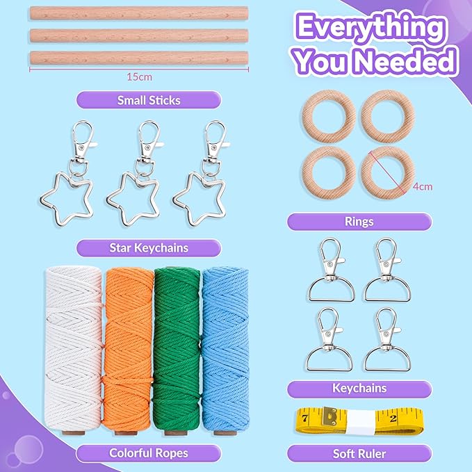 NEXBOX Macrame Kit for Kids & Adults Beginners, DIY Crafts for Girls Age 6-8 8-12 Year Old, Gifts Ideas for Birthday & Christmas - Colorful 3mm Cord