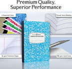 PARTH iMPEX 12 Pack Bulk Composition Notebooks Wide Ruled, 200 Pages (100 Sheets), 9-3/4 x 7-1/2, Hard Cover Wide Ruled Notebooks in 6 Assorted Colors, Composition Notebook For School College Office