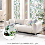 LEMON CLOUD Window Privacy Film, Stained Glass Window Film, Decorative Rainbow Window Clings, Static Cling Non Adhesive Door Stickers, Anti-UV Sun Blocker Heat Control for Home 35.4 x 78.7 inches