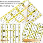 Quilting Rulers, Sewing Ruler, Acrylic Ruler for Sewing and Quilting,Cutting Ruler with Non-Slip Rings (3"x17",1.5"x17",3"x12",1.5"x10",1"x6") (Yellow)