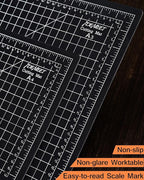 Density-upgraded 18"x12" Self Healing Cutting Mat, Idemeet Rotary Sewing Mat for Crafts, 5-Ply Blade Table Protector Cut Board for Fabric Leather Cutting Quilting Modeling Hobby Project, A3, Black