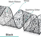 CT CRAFT LLC Sparkling Glitter Mesh Wired Ribbon 4" x 10 Yards Black for Christmas Home Decor Bow Gift Wrapping DIY Crafts Wreath