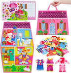 OKOOKO Dress Up House Felt Board 35PCS Double-Sided Foldable Dress Up Teaching Girls Toy Preschool Crafts Storytelling Early Learning Interactive Play Kit for Toddlers Kids