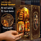 [2025 New Royal Seamer Book Nook Kit with Dust Cover & LED Light, DIY Miniature House Kit Toy, 3D Wooden Puzzle Bookshelf Decor Building Kit, Birthday Gifts for Family & Friends