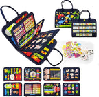 Montessori Busy Board for Boys 1 2 3 4 Year, Sensory Toys for Toddlers 1-4, Ideal for Travel and Preschool - ABCs, 123s, Shapes, Colors, Animals, Weather, Birthday Gifts