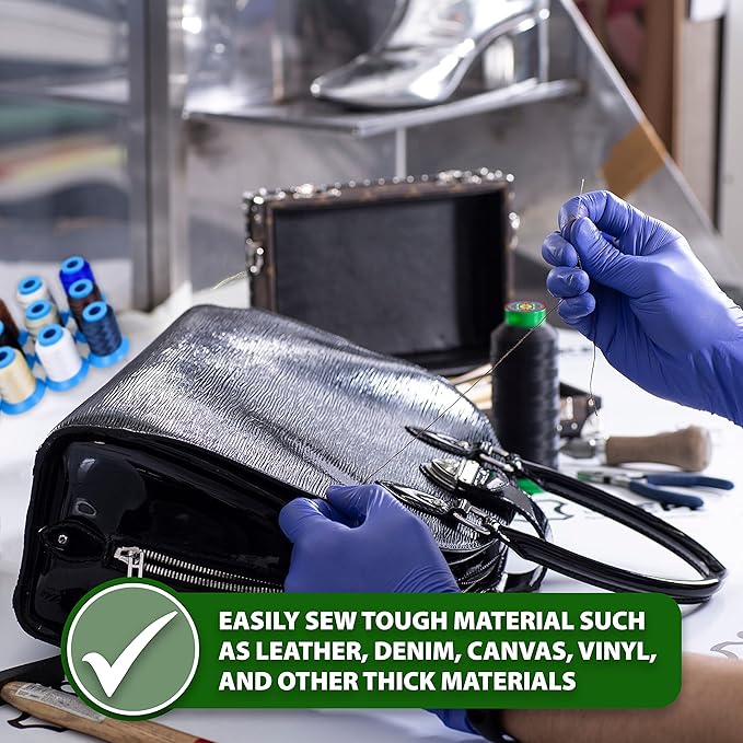 Mandala Crafts Bonded Nylon Thread Black Heavy Duty Sewing Threads - 800 YDs Size 207 630D T210 Tex 210 Thread for Leather Jeans Weaving Outdoor Marine Upholstery Threads